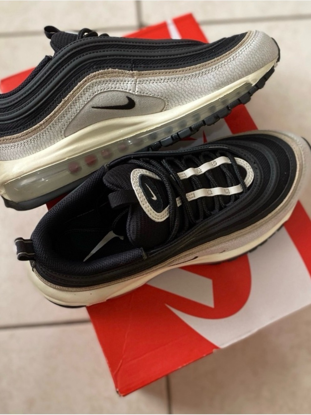 Nike Kids Air Max 97 Sneakers - Black and Cream